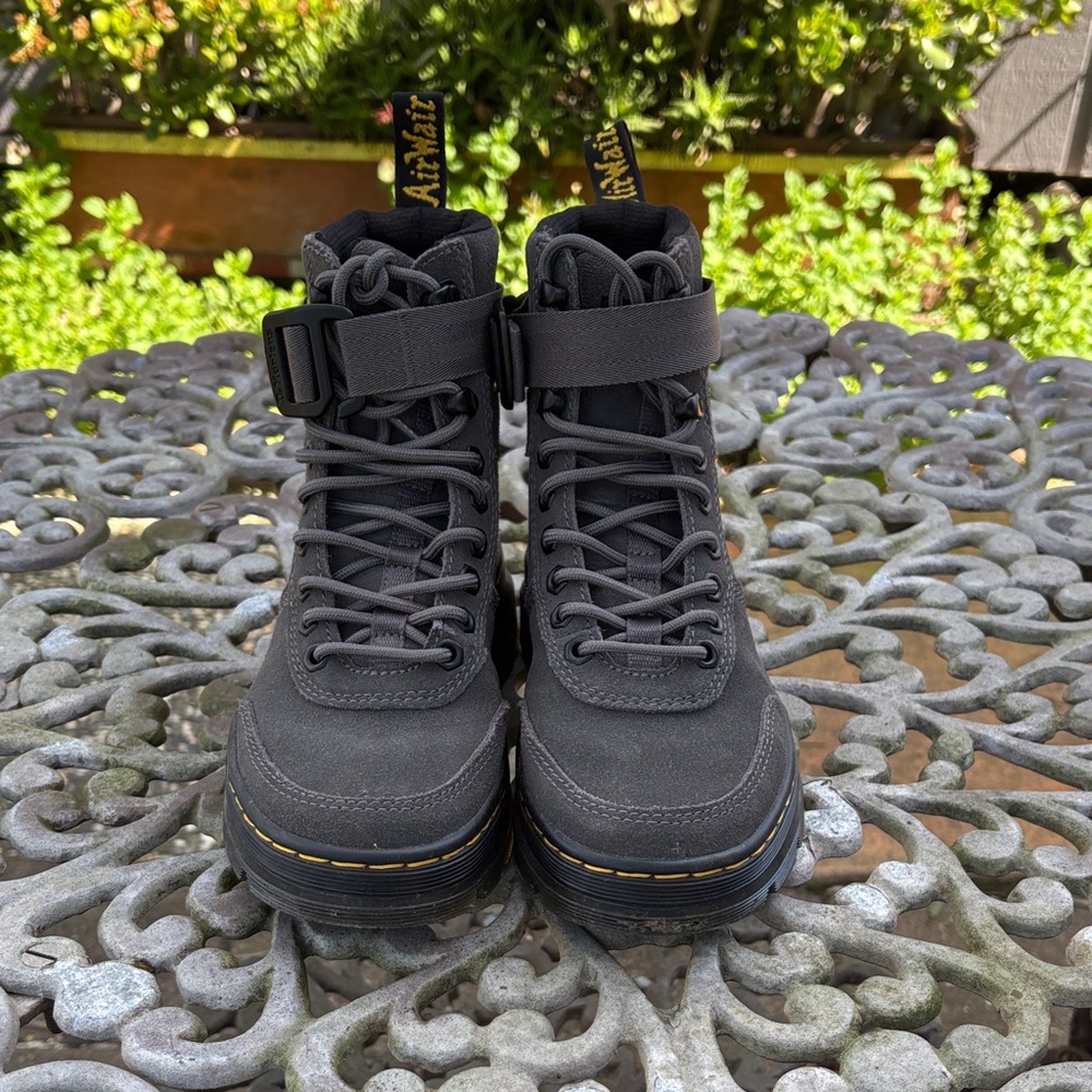 Dr. Martens Black Platform Lace-Up Ankle Boots with Strap